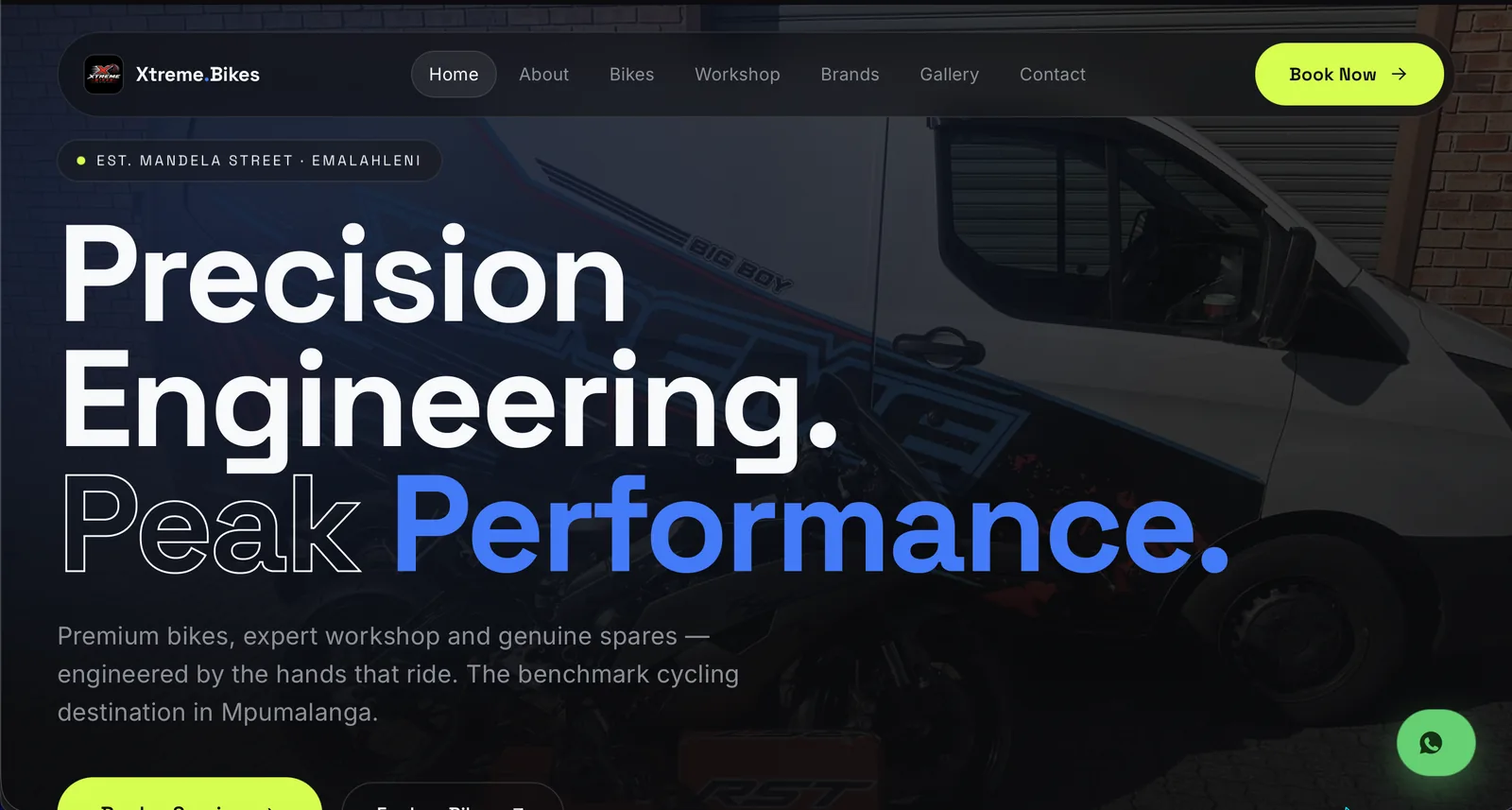 Screenshot of the Xtreme Bikes website
