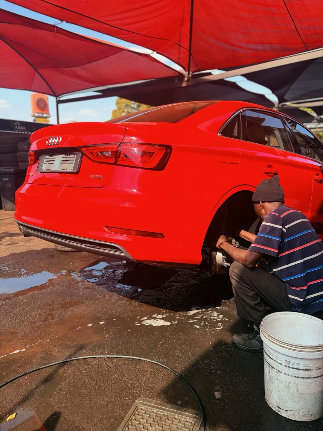 Sirius Ascent prepping a client's Audi before a shoot