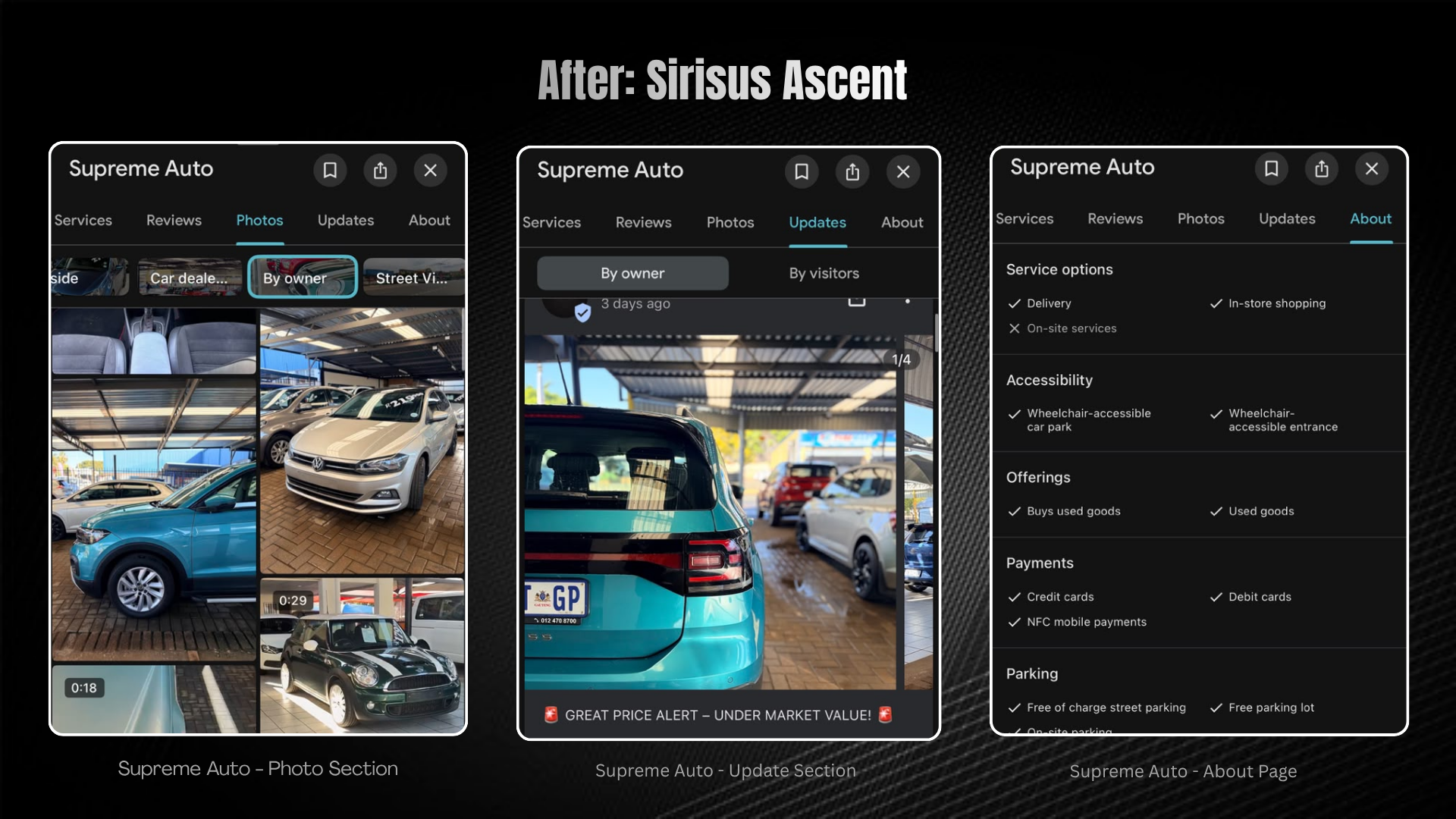 Supreme Auto profile after Sirius Ascent management